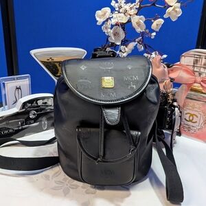 MCM Lauretos Black Nylon Backpack With COA